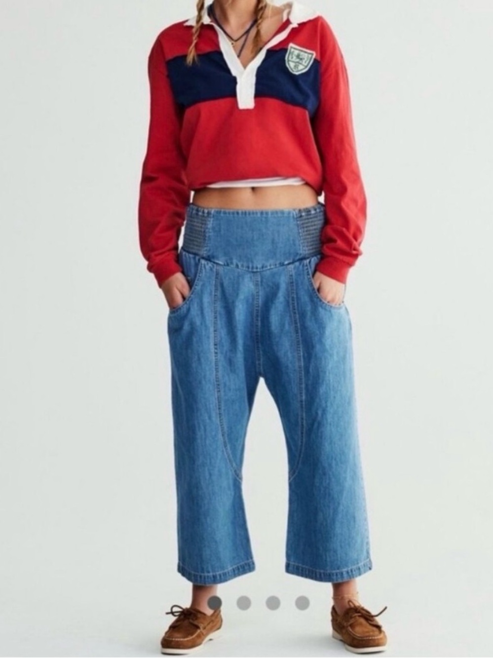 We the free Lunan Pull on Harem Smocked Waist Barrel Jeans size S